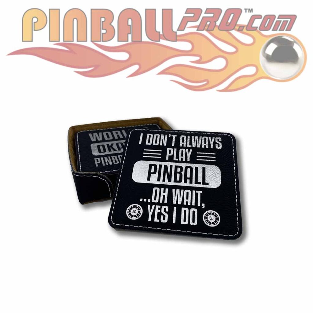 Black/Silver Leatherette Pinball Coaster Set - Pinballpro.com